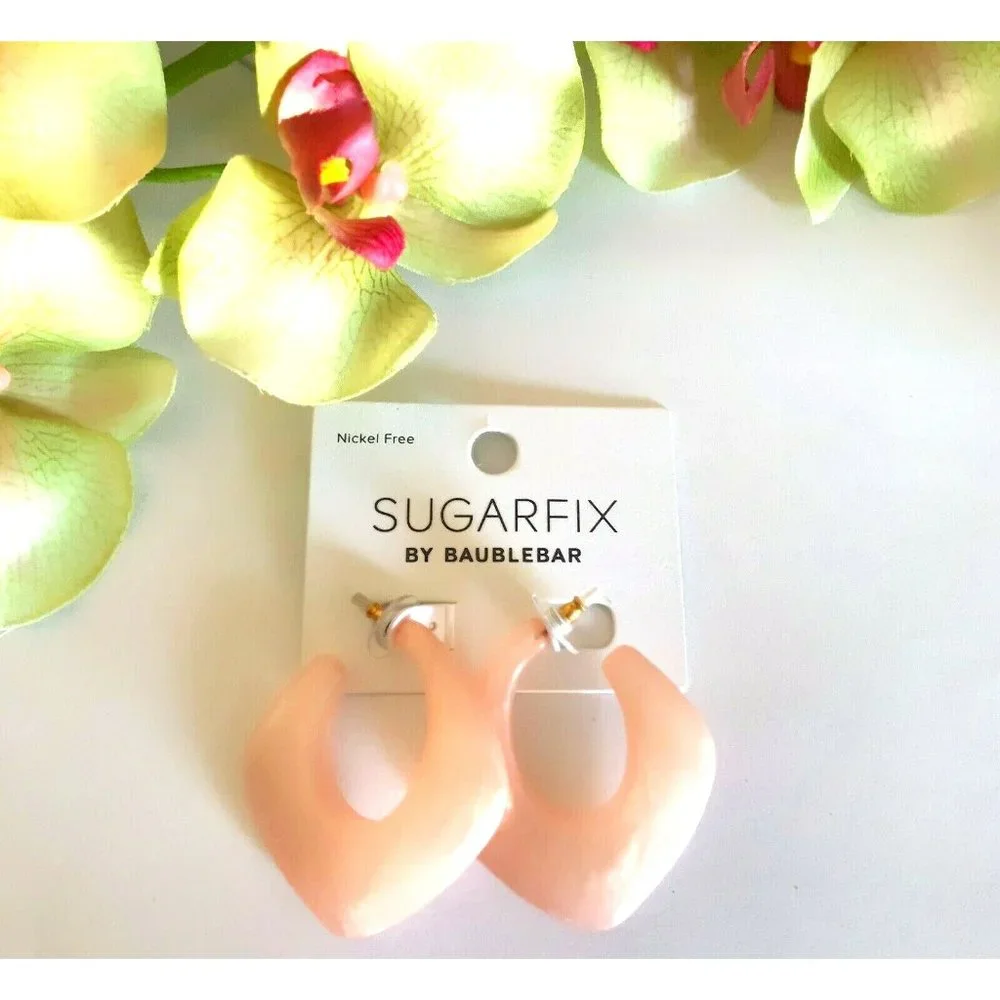 Sugarfix Earrings Blush Pink Retro Hoops Resin New